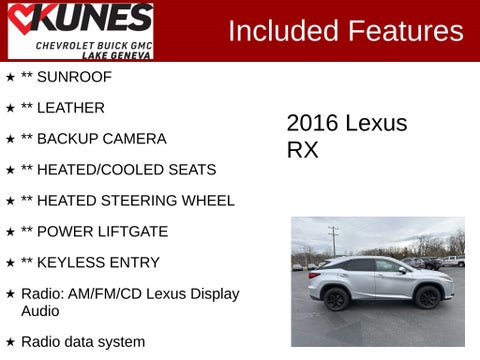 2016 Lexus RX 350 in Delavan, WI - Kunes Chevrolet Cadillac of Delavan